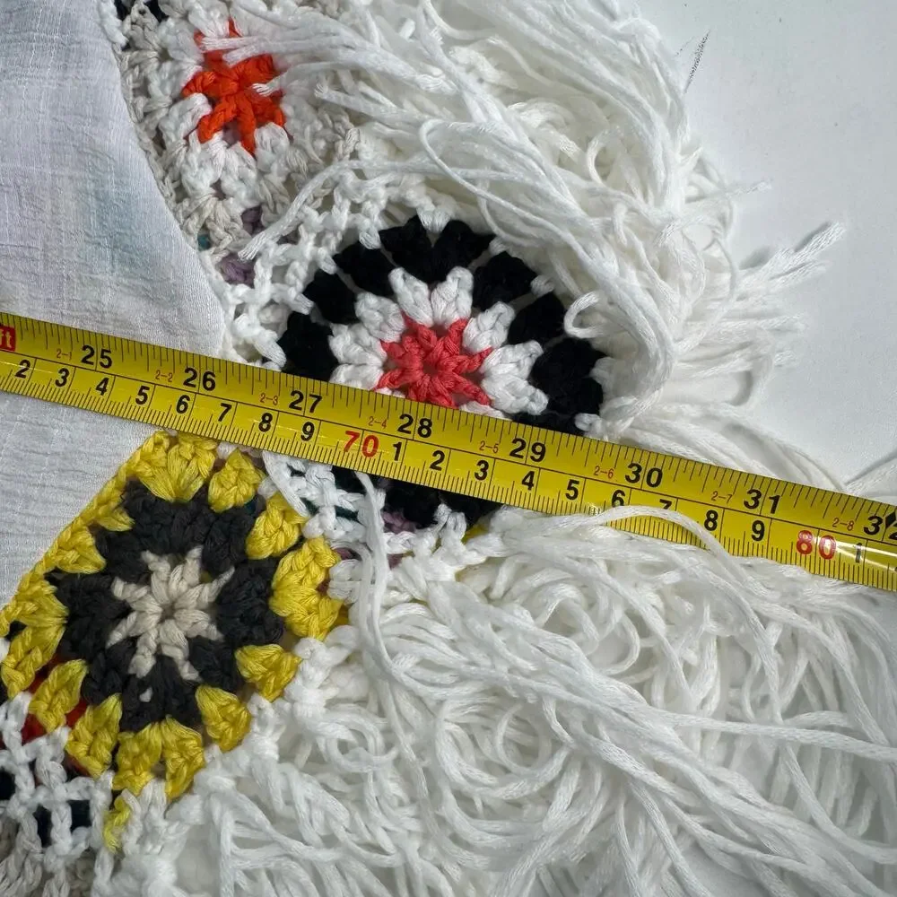 Dasaya Bohemian Hippie Gypsy Multicolored Crochet Fringe Festival Tunic Top Med - Picture 8 of 8